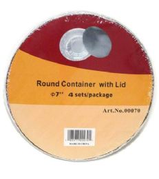 72 Pieces Aluminum Tray W Lids 4pc Round 7in - Aluminum Pans