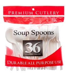 72 Pieces 36pc Reusable Soup Spoons - Disposable Cutlery