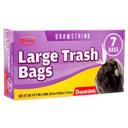 72 Pieces RI-Pac 33gal Trash Bag 7 Ct Drawstring - Garbage & Storage Bags