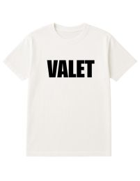 12 Pieces Unisex Cotton Valet Printed T Shirt White With Black Print Back And Front Size Small - Event Personnel Tees