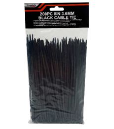 48 Pieces 200pc 8in 3.6mm Black Cable Tie - Cable wire
