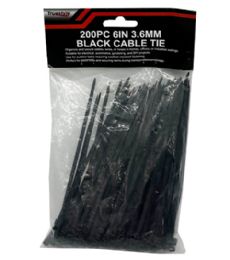 48 Pieces 200pc 6in 3.6mm Black Cable Tie - Cable wire