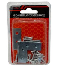 48 Pieces 4pc 40mm Flat Corner Braces - Screws Nails and Anchors