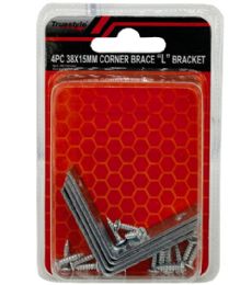 48 Pieces 4PC 38X15MM CORNER BRACE L BRACKET - Screws Nails and Anchors