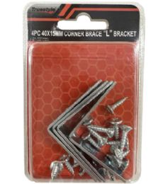 48 Pieces 4PC 40X15MM CORNER BRACE L BRACKET - Screws Nails and Anchors