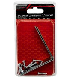 48 Pieces 2pc 75x15mm Corner Brace L Bracket - Screws Nails and Anchors