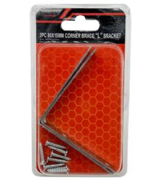 48 Pieces 2pc 80x15mm Corner Brace L Bracket - Screws Nails and Anchors