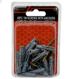 48 Pieces 40pc 1in Screw With Anchor - Hardware Miscellaneous