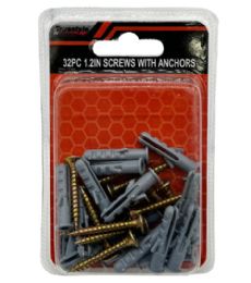 48 Pieces 32PC 1.2IN SCREWS WITH ANCHOR - Hardware Miscellaneous