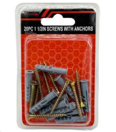 48 Pieces 20PC 1.5IN SCREWS WITH ANCHOR - Hardware Miscellaneous