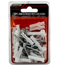 48 Pieces 58PC 8MM SCREWS WITH ANCHORS - Hardware Miscellaneous
