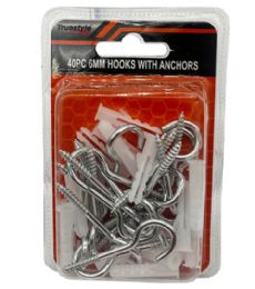 48 Pieces 40PC 6MM HOOKS WITH ANCHOR - Hardware Miscellaneous