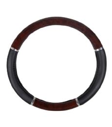12 Pieces STEERING WHEEL COVER BLK DK WOOD GRAIN - Auto Accessories