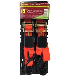 12 Pieces Ratchet Tie Down 1in X 15ft - Hardware Miscellaneous