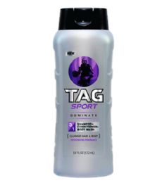 48 Pieces Tag 18oz 3in1 Dominate Sport Shampoo - Deodorant