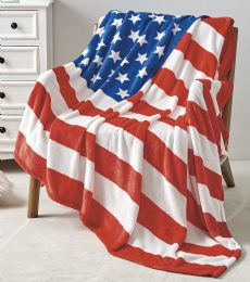 12 Pieces Patriotic Stars & Stripes Throw Blanket - Fleece & Sherpa Blankets