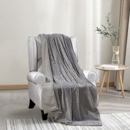 12 Pieces Grey Chevron Braided Throw - Fleece & Sherpa Blankets