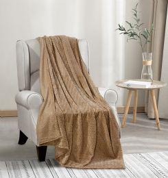 12 Pieces Taupe Chevron Braided Throw - Fleece & Sherpa Blankets