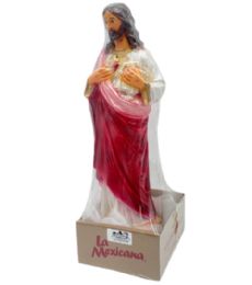 2 Pieces Jesus Sacred Heart 50 Cm Ceramic Clay - Religious Decor