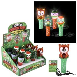 144 pieces Light Up Christmas Mini Spinning Wand Necklaces 4.5-inch - Light Up Toys