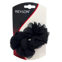 60 pieces Revlon Metal Hair Barrette With Black Mesh Fabric Flowers - Hair Scrunchies