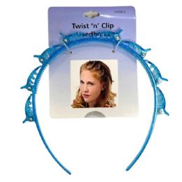60 pieces Twist 'n' Clip Blue Headband - Headbands