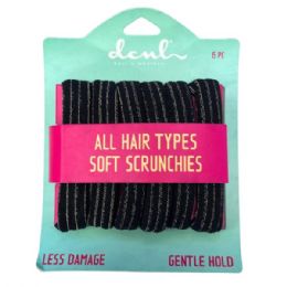 48 pieces Dncl Black Soft Scrunchies With Mylar Accents - Hair Scrunchies