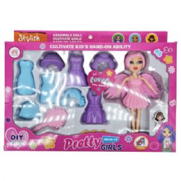 24 pieces DresS-Up Doll With Accessories In Assorted Styles - Girls Toy Sets