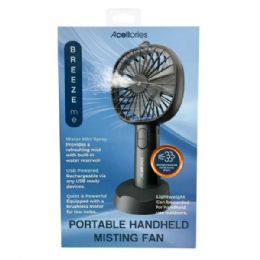 4 pieces Acellories Portable Rechargeable Handheld Misting Fan In Black - Electric Fans