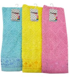 144 Pieces Flower Embroidered Kitchen Towel 13x30in - Kitchen Towels