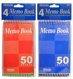 72 Wholesale 4pc 50 Ct 3x5 Spiral Memo Notebook