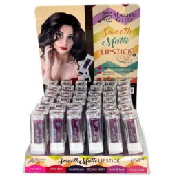 72 pieces Malibu Glitz Smooth Matte Lipstick In Berry Shades Countertop Display - Lip Gloss