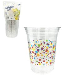 24 pieces Pm Plastic Tumbler Clear Dots 16oz 20ct - Plastic Drinkware