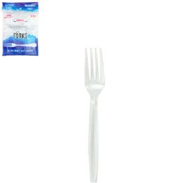 48 pieces Plastic Heavy Duty Clear Fork 36ct - Plastic Dinnerware