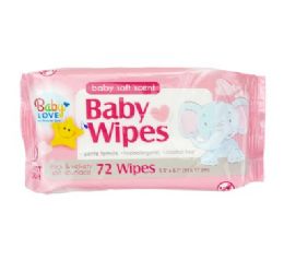 12 pieces Baby Love Baby Wipes Pink 72ct - Baby Beauty & Care Items