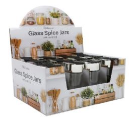 48 pieces Bh Glass Spice Jar Black Lid Pdq - Glassware