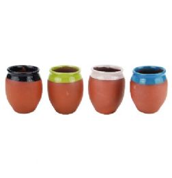 24 Wholesale Clay Cantarito Asst Border Color 13.5oz 400ml