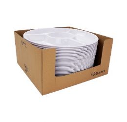 24 pieces Bh Melamine Wh 4-Sect Tray 13.24in Rnd - Serving Trays