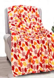 12 Pieces Autumn Leaves Fleece Throw - Fleece & Sherpa Blankets