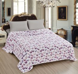6 Pieces Rose & Butterfly Printed Queen Blanket - Fleece & Sherpa Blankets