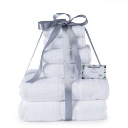 6 Pieces 6-Piece White Plush Towel Set - Towels