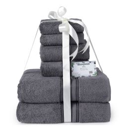 6 Pieces 6-Piece Grey Plush Towel Set - Towels