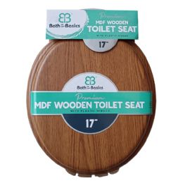 6 Pieces 17-inch Wooden Toilet Seat - Shower Accessories