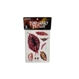 24 pieces 8 Piece Realistic Halloween Wounds Temporary Face Tattoos - Cosmetic Cases