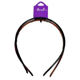 48 pieces Dcnl 2 Count Tortoise & Black Headbands - Headbands