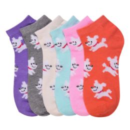 216 Pairs Girls Puppy Printed Spak Spandex Ankle Socks Size 0-12 - Girls Ankle Sock