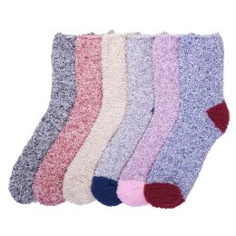120 Pairs Mopas Ladies Plush Soft Socks Marled 9-11 - Womens Fuzzy Socks