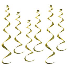 6 pieces Twirly Whirlys - Gold - Hanging Decorations & Cut Out