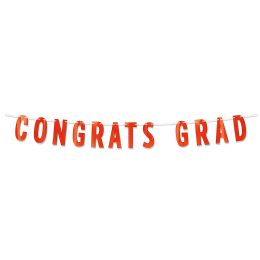 12 pieces Foil Congrats Grad Streamer - Orange - Streamers & Confetti