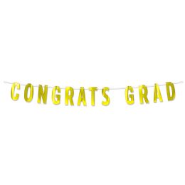 12 pieces Foil Congrats Grad Streamer - Yellow - Streamers & Confetti